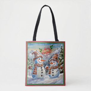 Christmas Snowmen, Merry Christmas, Tote Bag
