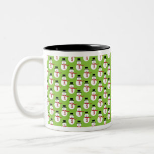 Christmas Snowmen Pattern Two-Tone Coffee Mug