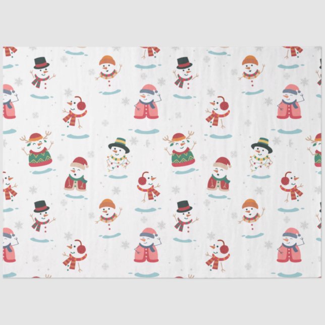 Christmas Snowmen Snowman Pattern Tissue Paper (Front)