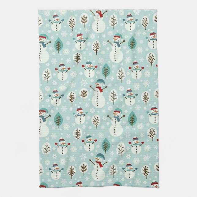 Christmas Snowmen Tea Towel (Vertical)