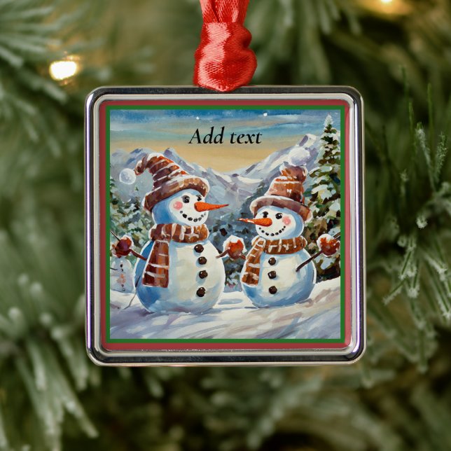Christmas Snowmen TEMPLATE Metal Tree Decoration (Tree)