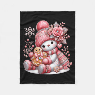 Christmas Snowperson  Fleece Blanket