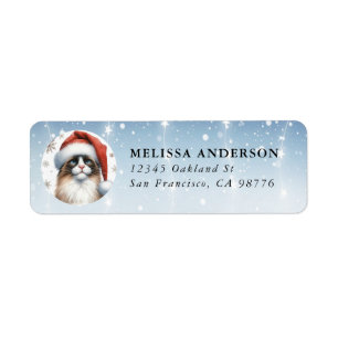 Christmas Snowshoe Cat Return Labels