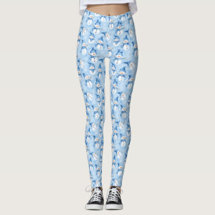 Christmas Snowy Blue Leggings