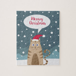 Christmas Snowy Cat Jigsaw Puzzle