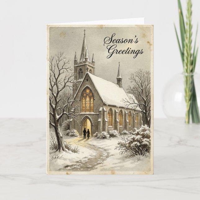 Christmas Snowy Church Card (Front)