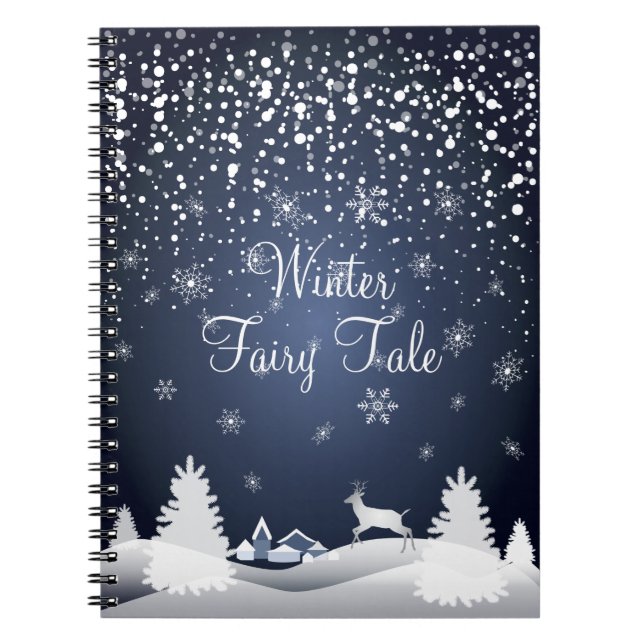 Christmas Snowy Fairy Tale Fantasy Forest Notebook (Front)