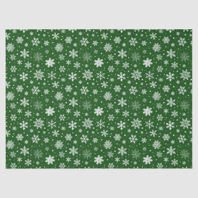 Christmas Snowy Green Tissue Paper (Front)