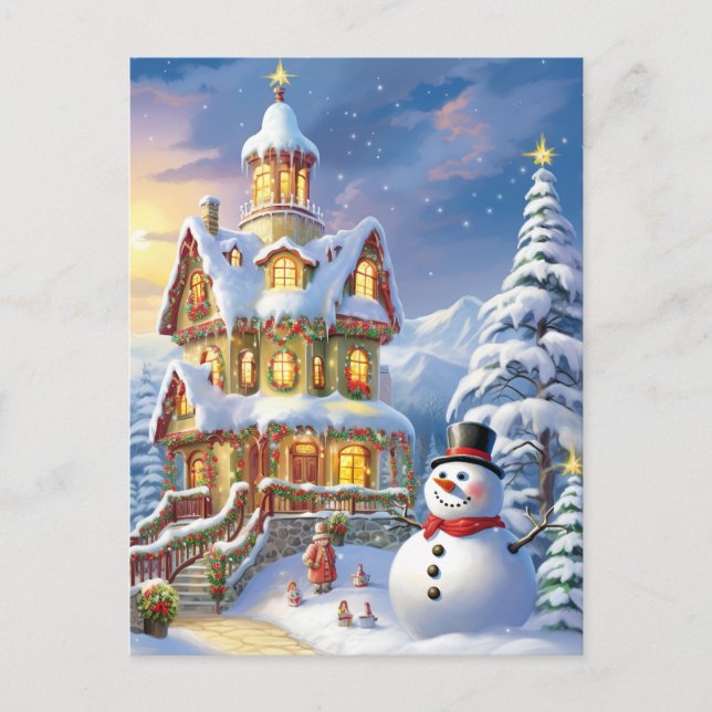 Christmas Snowy House Postcard (Front)