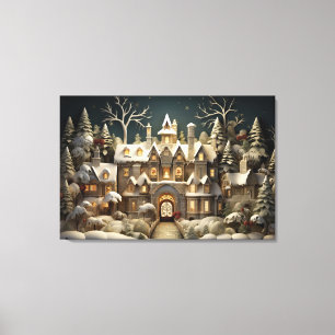 Christmas Snowy Manor Storybook Wonderland Canvas Print