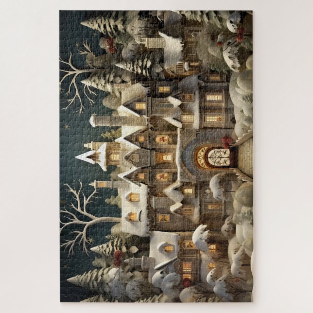 Christmas Snowy Manor Storybook Wonderland Jigsaw Puzzle (Vertical)