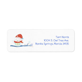 Christmas Snowy Owl Cute Holiday Address Labels