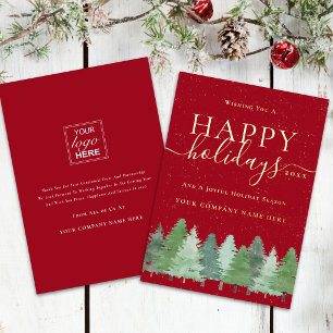 Christmas Snowy Woodland Business Logo Red Gold