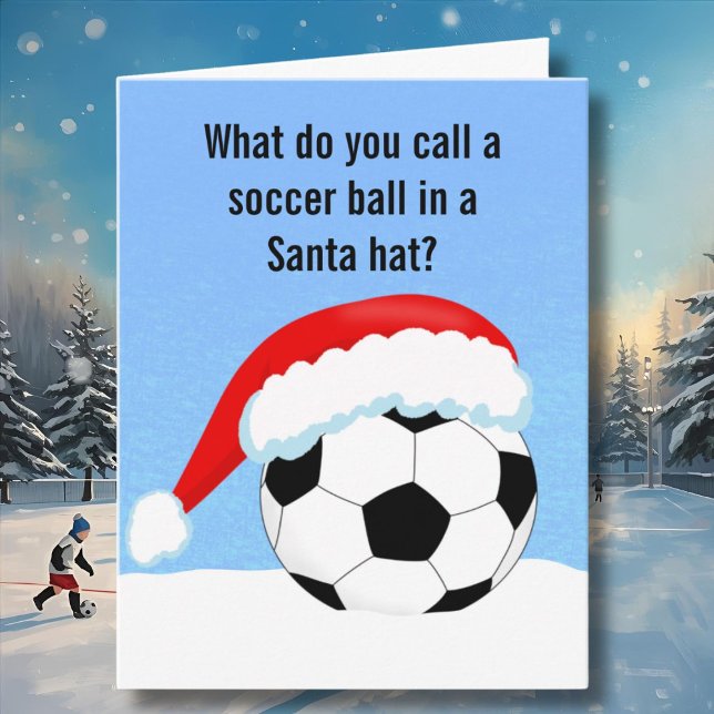 Christmas Soccer Ball in Santa's Hat Card (Creator Uploaded)
