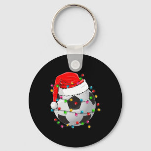 Christmas Soccer Ball Santa Hat Funny Sport Xmas B Key Ring