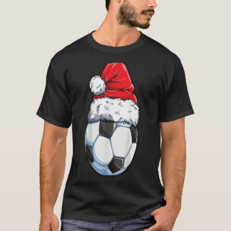 Christmas Soccer Ball Santa Hat Funny Sport Xmas B T-Shirt