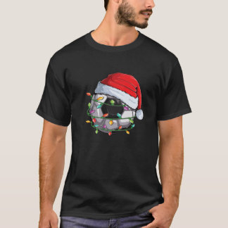 Christmas Soccer Ball Santa Hat Funny Xmas Pajama T-Shirt