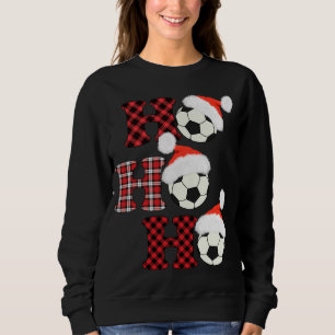 Christmas Soccer Ball Santa Head Red Plaid Xmas So Sweatshirt