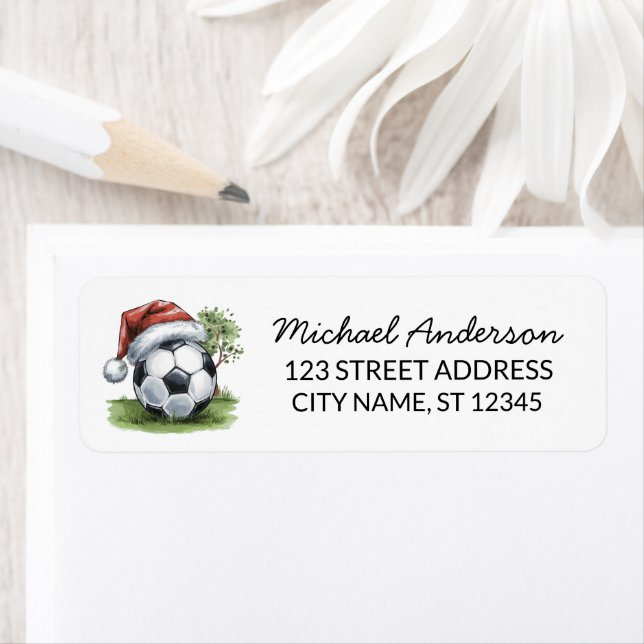 Christmas Soccer Ball Santa Return Address (Insitu)