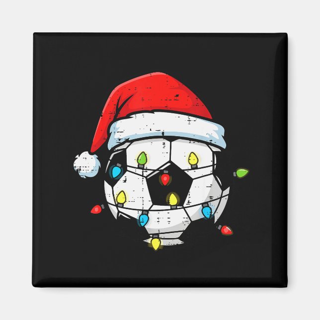 Christmas Soccer Ball Santa Xmas Football Srt Men  Magnet (Front)