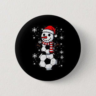 Christmas Soccer Ball Snowman Xmas Football Boys K 6 Cm Round Badge