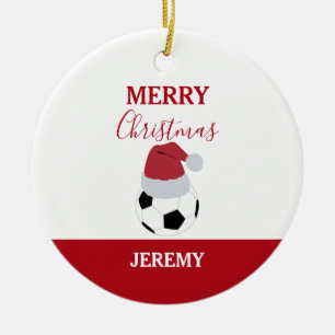 Christmas Soccer Ball Sports Football Custom Name Ceramic Tree Decoration