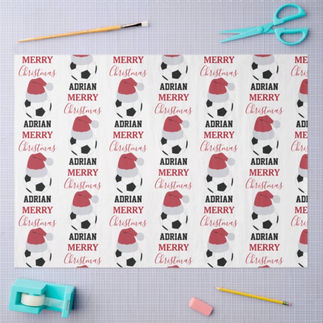 Christmas Soccer Ball Sports Football Custom Name Tissue Paper (Craft)