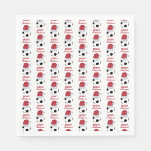Christmas Soccer Ball Sports Football Holiday Napkin