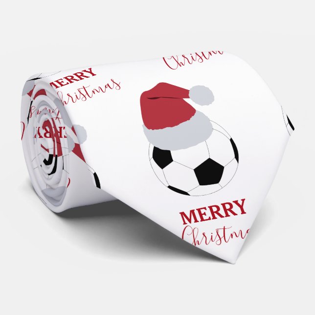 Christmas Soccer Ball Sports Football Holiday Tie (Rolled)