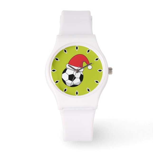 Christmas Soccer Ball With Santa Claus Hat Watch (Front)