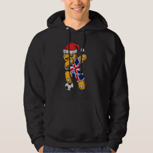 Christmas Soccer Boy Dabbing Gingerbread England F Hoodie