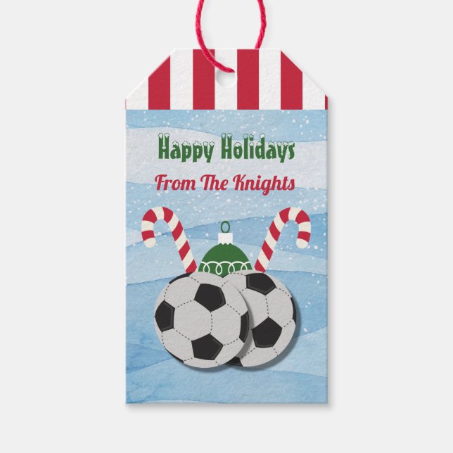 Christmas Soccer Candy Cane Gift Tags (Front)