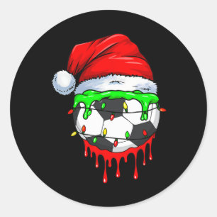 Christmas Soccer Drip For Boys Ice Cream Drip Classic Round Sticker