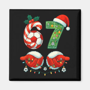 Christmas Soccer Drip Number 67 Boys Soccer Player Magnet