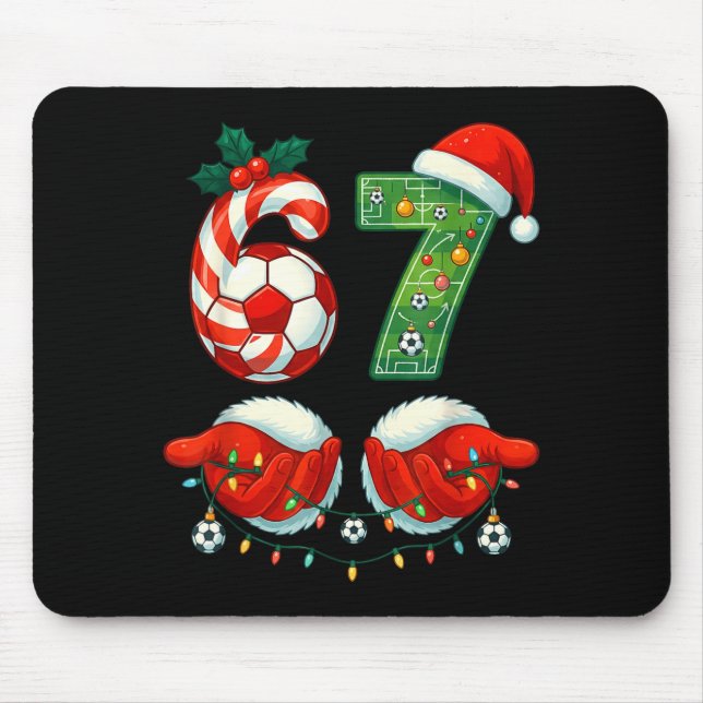Christmas Soccer Drip Number 67 Boys Soccer Player Mouse Pad (Front)