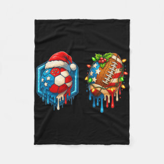 Christmas Soccer Football Drip Us Flag Ice Cream D Fleece Blanket