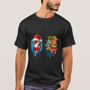 Christmas Soccer Footbyll Drip Us Flag Ice Cream D T-Shirt