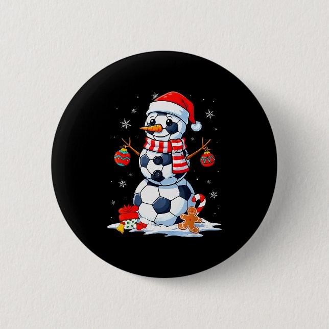 Christmas Soccer Funny Snowman Men Boys Kids  6 Cm Round Badge (Front)