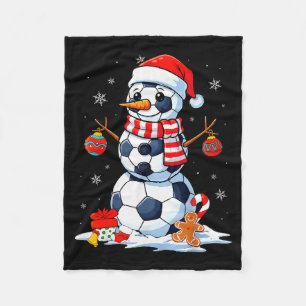 Christmas Soccer Funny Snowman Men Boys Kids Fleece Blanket