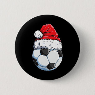 Christmas Soccer Ll Santa Hat Funny Sports Xmas Bo 6 Cm Round Badge