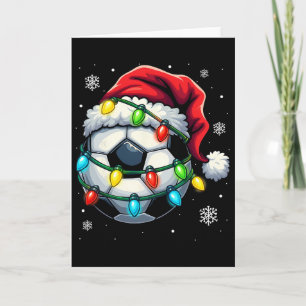 Christmas Soccer Ll Santa Hat Xmas Lights Funny Me Card