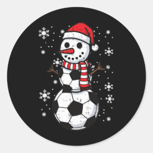 Christmas Soccer Ll Snowman Xmas Footll Boys Kds M Classic Round Sticker
