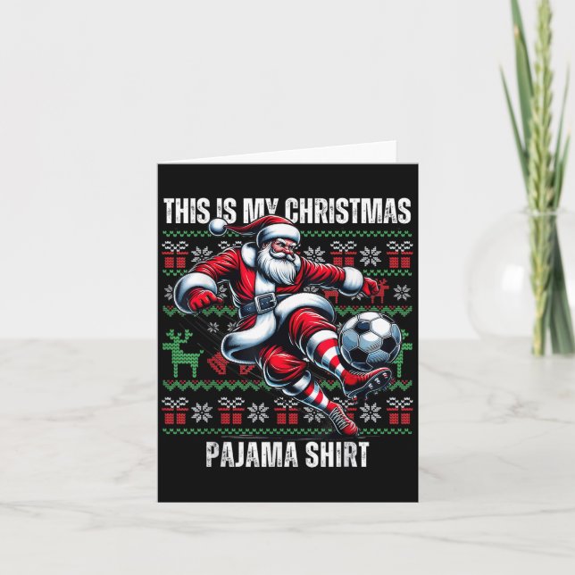 Christmas Soccer Player Srt Lover Santa Hat Xmas P Card (Front)