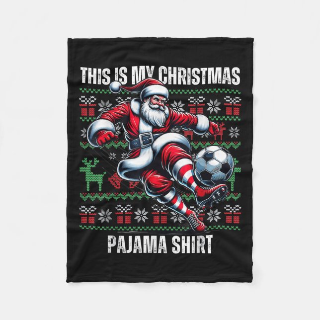 Christmas Soccer Player Srt Lover Santa Hat Xmas P Fleece Blanket (Front)