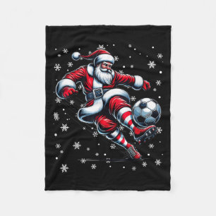 Christmas Soccer Player Srt Lover Santa Hat Xmas P Fleece Blanket