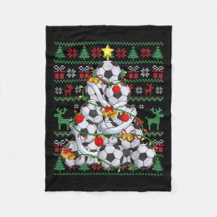 Christmas Soccer Player Srt Lover Santa Hat Xmas P Fleece Blanket