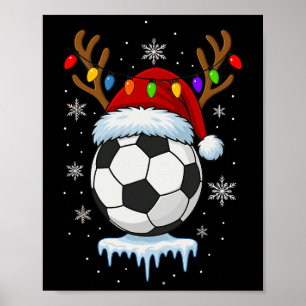 Christmas Soccer Reindeer Poster