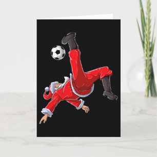 Christmas Soccer Santa Funny Bicycle Kick Card