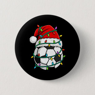 Christmas Soccer Santa Hat Lights Santa Sports Xma 6 Cm Round Badge