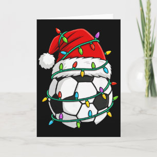 Christmas Soccer Santa Hat Lights Santa Sports Xma Card